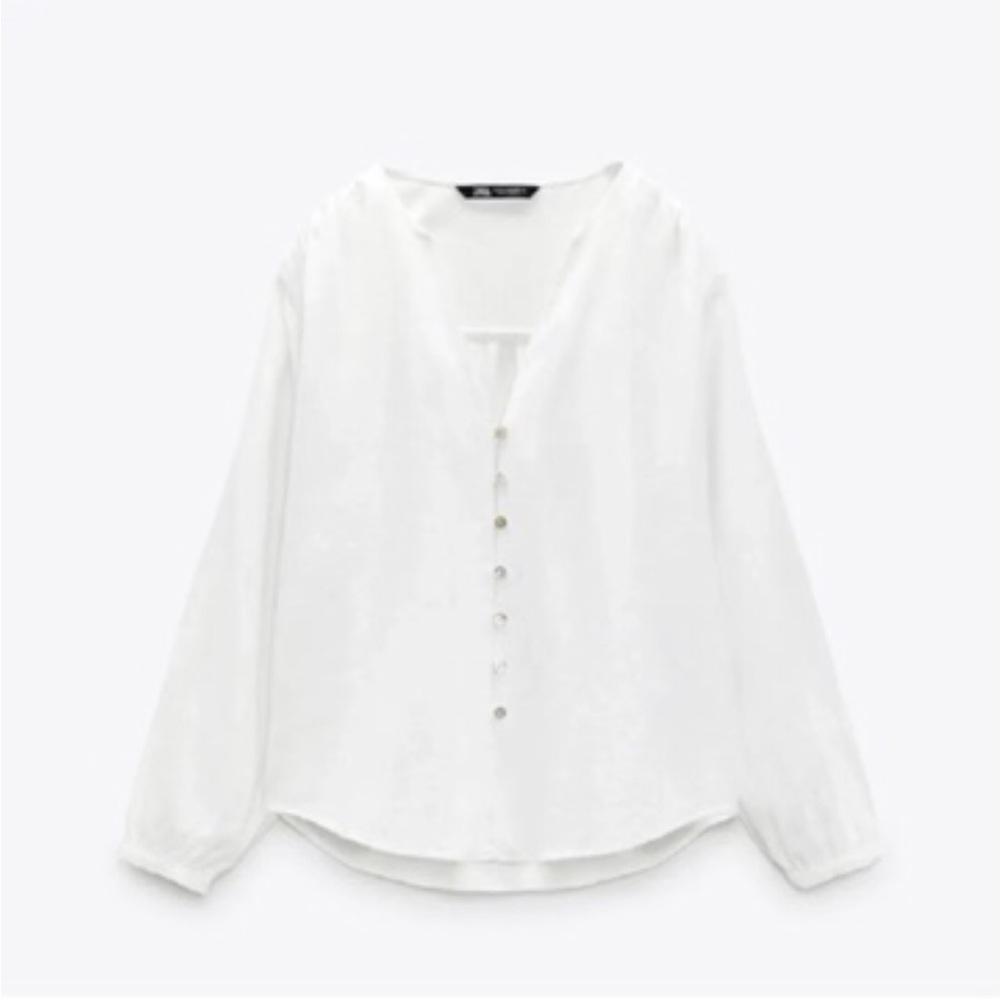 Zara White Button-Up Blouse
